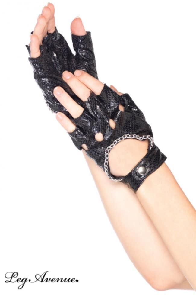 Tuffa fingerlösa handskar med kedja