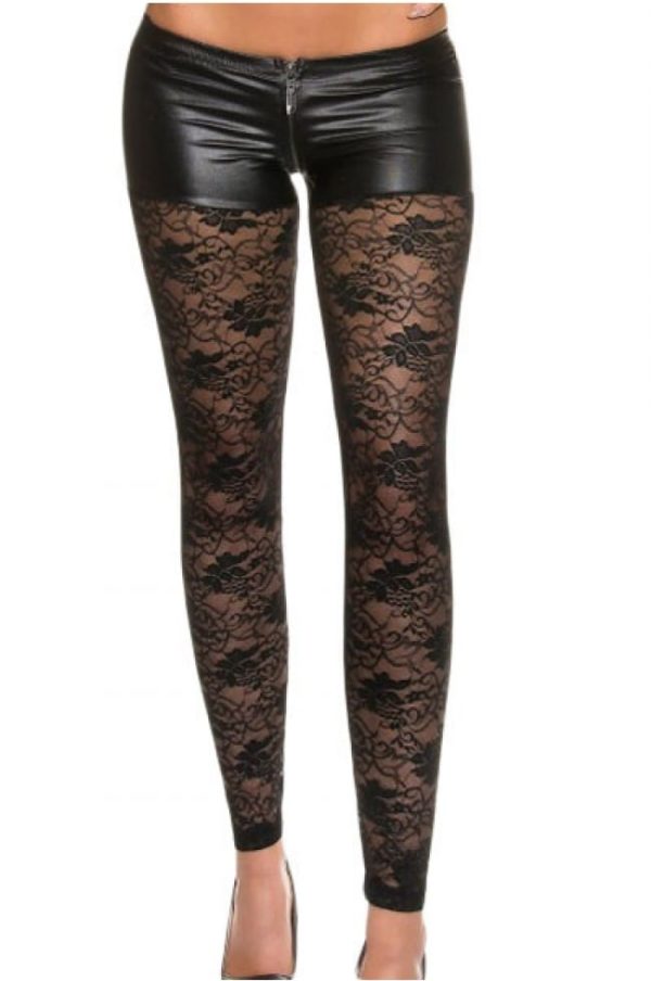 Svarta Leggings - Shorts lace fram på modell