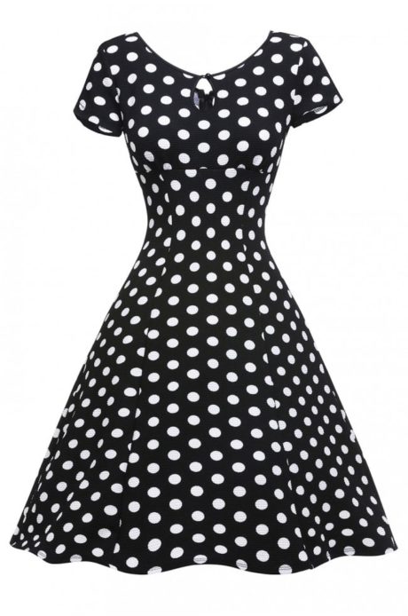 black-white-dotted-cap-sleeve-swing-dress-lc61058-2-43702 (1)