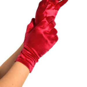 Röd kort hanske i satin