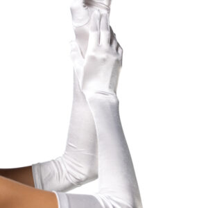 Vita extra långa satin handskar